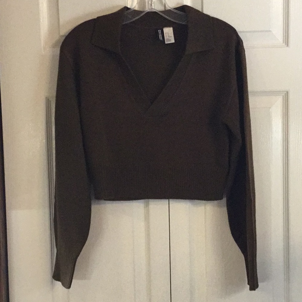 H&M Divided Brown Crop Sweater NWOT